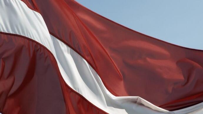 The Latgalian Flag Flying on the Mast for the National Holiday